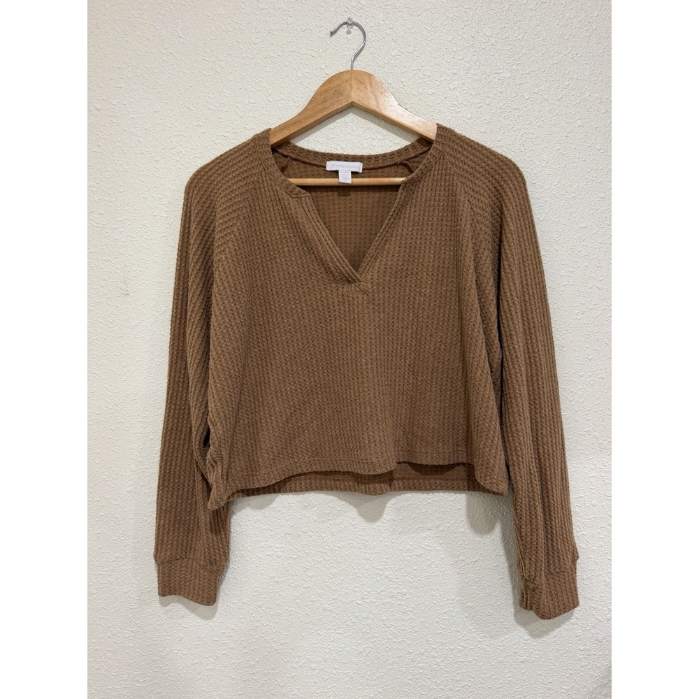 Beyond Yoga Freestyle Waffle Knit Brown Long Sleeve Womens Size XS Loungewear